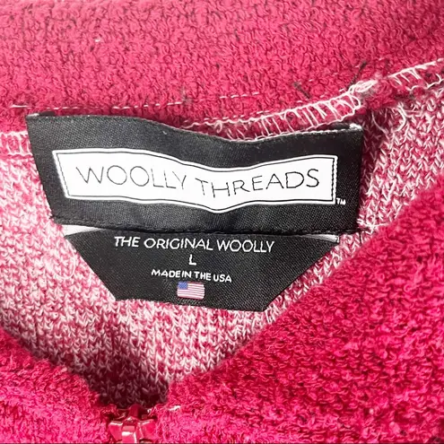 Woolly Threads Red Marled Quarter Zip Long Sleeves Pullover, Size Large