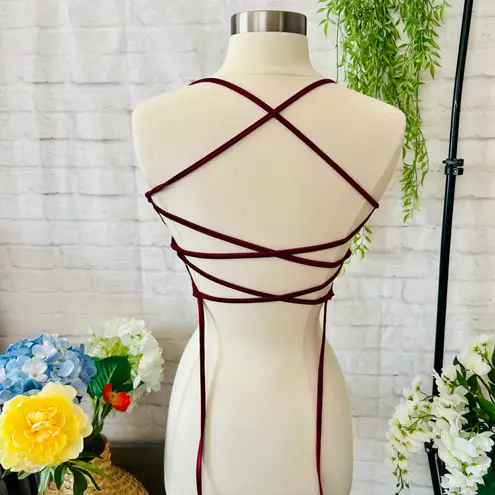 Boutique Backless Red Silk Crop Top