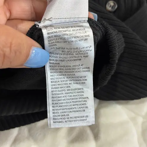 Edikted Black Ribbed Button Up Romper Jumpsuit Womens Size S Short Sleeve Y2K