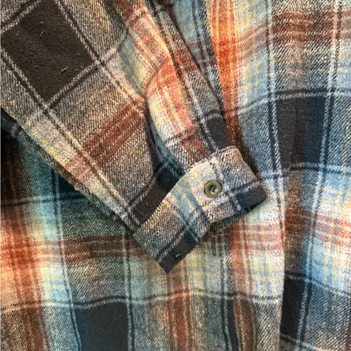 Orange and Black Long Sleeve Boxy Button Down Shirt