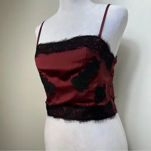 Goth Burgundy Lace Trim Crop Top size XS Red