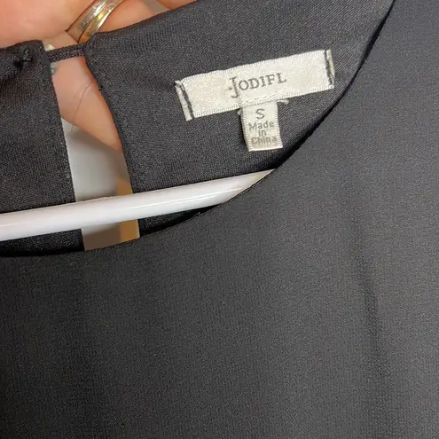 JODIFL Solid Black Sheer Balloon Long Sleeve Top