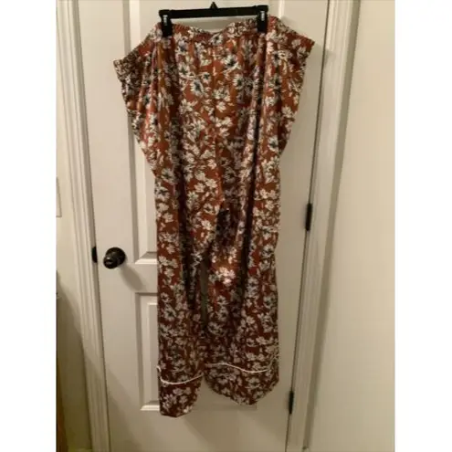 La Ligne x Target Women's Plus Floral Print Satin Pants Size 4X Brown