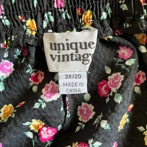 Unique Vintage EUC 3X 20 Black Pink Floral Ditsy Daryl Skort