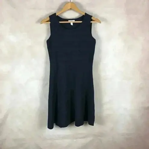 Charter Club Fit & Flare Ribbed Knit Black Dress P/S