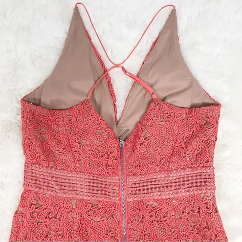 Stylestalker Coral Crochet Lace Mini Dress Spaghetti Strap Amelie Sz Medium New