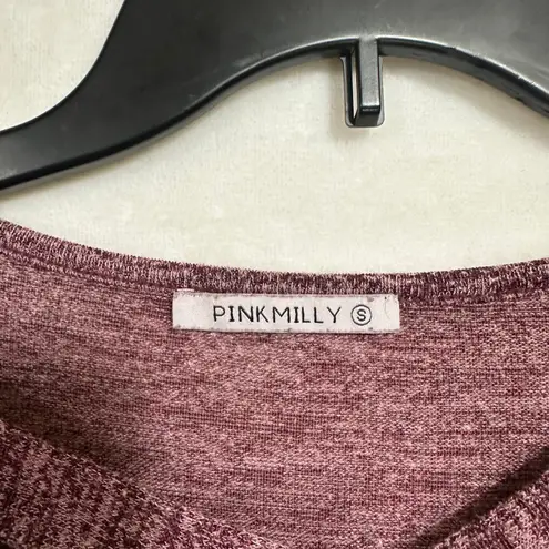 Pink Milly Cross Collar Sweater Pink Cute Size Small Marbled Soft Stretch Winter