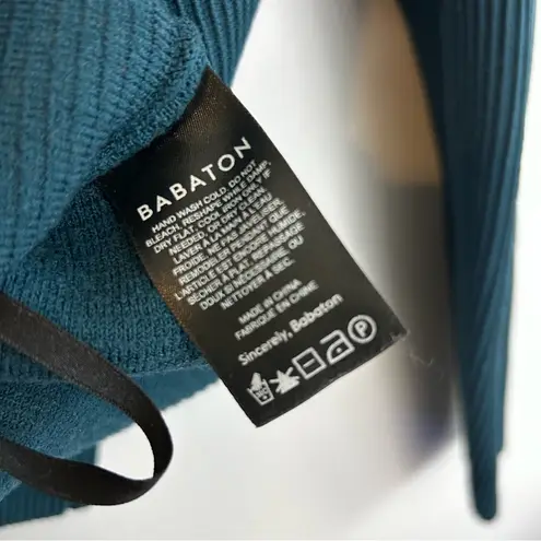 Babaton Aritzia Sculpt Knit Sweetheart Longsleeve Top Size Large Deep Teal Blue