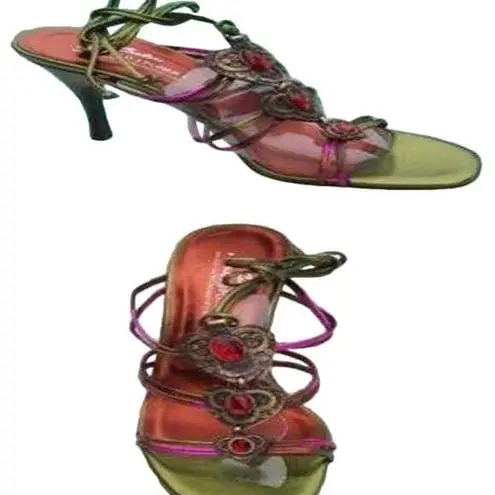 Donald Pliner Copper Metallic Copper Leather Shoe Sandal New Gem Stone $265 NWT