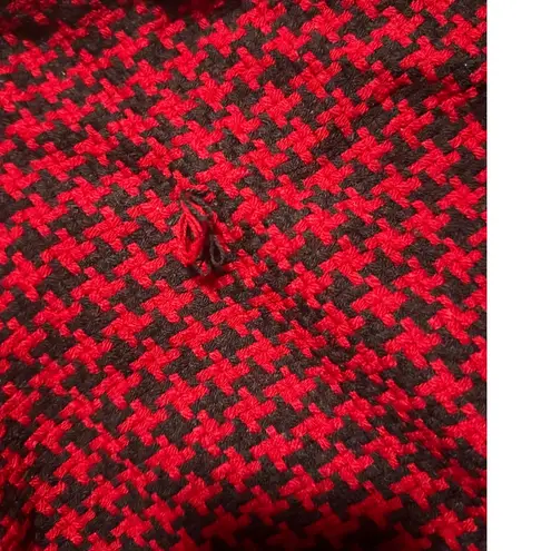 Unbranded Women Red Black Houndstooth Scarf Fringe Accent Winter Checker Thrash