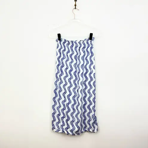 Emerson Fry India Collection Drawstring Skirt Indigo Vine Wave Blue