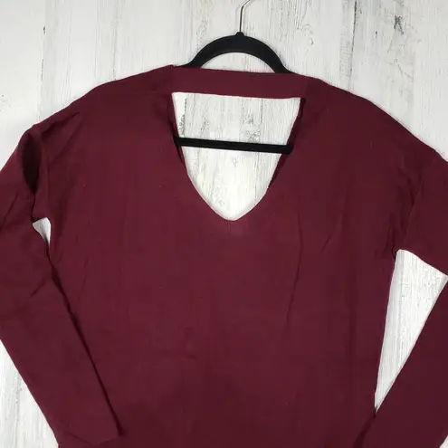 Vimmia NWT Shavasana Burgundy Open Back V-Neck Sweater Women's Size Medium