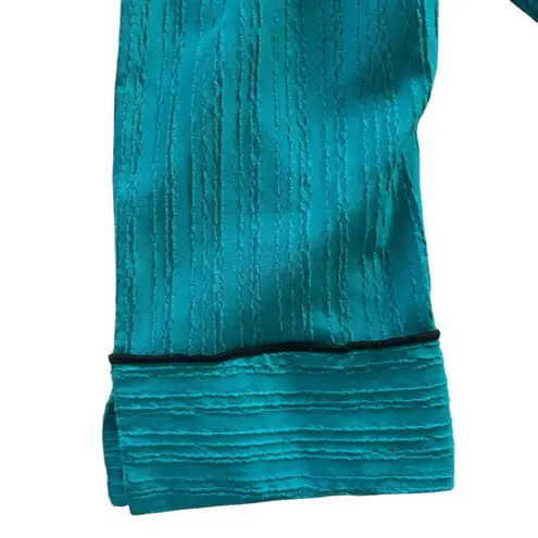 Ali Miles Oversized Button Textured Collared 3/4 Sleeve Tunic Blue Teal Artsy Size XL