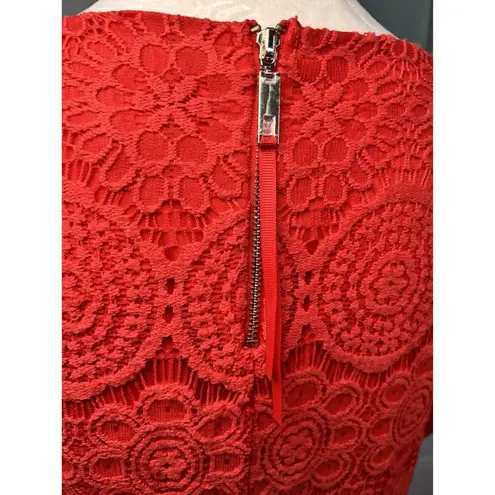 Laundry by Shelli Segal Lace Crochet Dress Red 10