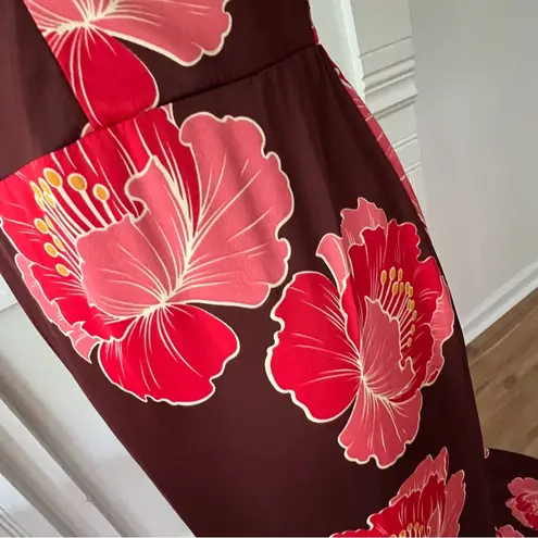 Formal Dress 12 Y2K Long Special Occasion Gown Floral Holiday Party Large Boho Brown