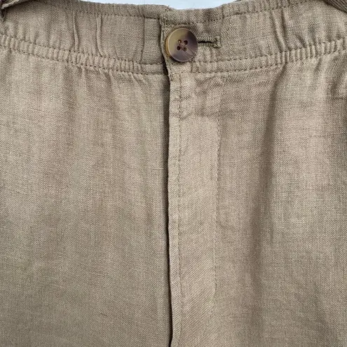 Club Room Luxury linen pants women's L straight elastic waist lagenlook tan Size L