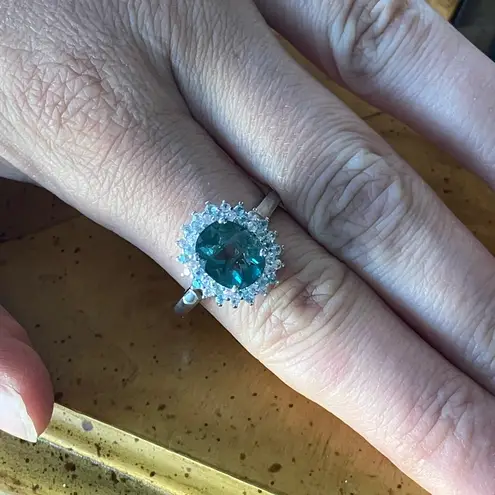 Teal Color Changing Fluorite Sterling Silver Ring Size 10