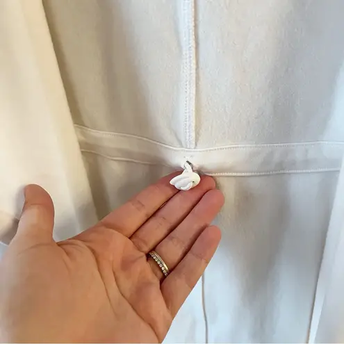 Fabletics  White Hooded Vest Open Front Cardigan Drawstring Back Size XL