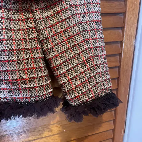 Neiman Marcus ESCADA Exclusive For Tweed Checked Jacket with Brown Trim Size 34