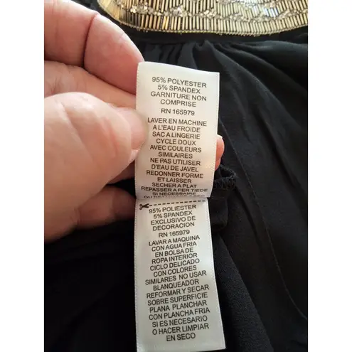 Cable & Gauge NWT Women's Large Black Beaded Sheer Long Sleeve Blouse L Top