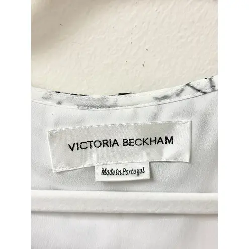 Victoria Beckham Floaty Godet Midi Dress Floral Negative White/Black Womens US 2