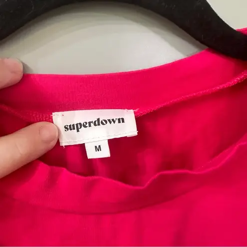 superdown  Candice Crop Top in Hot Pink Raw Hem Cropped Size Medium