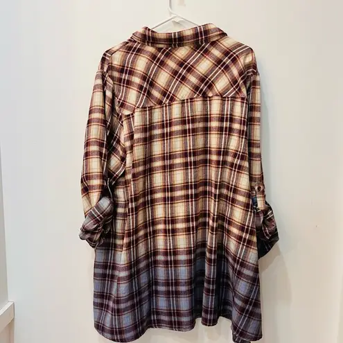 Andrée Andree by unit  boutique multi color plaid button up shirt ombre plus si…