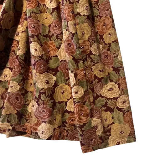 Vintage Parade New York Dress Medium Button Floral Tie Waist Collared Casual Brown