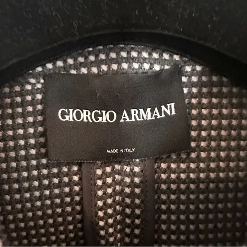 Giorgio Armani Double Breasted Borgo 21 Wool Tweed Blazer Women's 10 Gray Pink