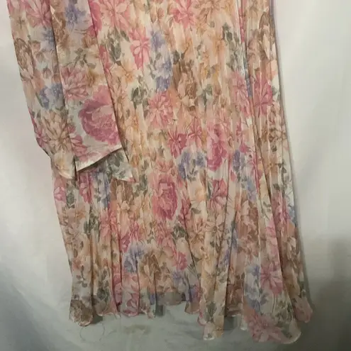Alex Marie WO SIZE 16P ONE SHOULDER DRESS PEACHY FLORAL DESIGN LINED PLEATED EUC