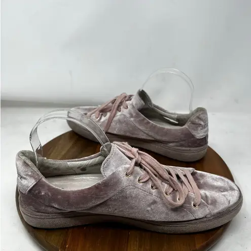 Schutz Sneakers Orianda Rose Pink Velvet Low Top Lace Up Size 9.5B