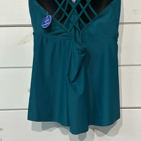 Swimsuits For All Cross Back Flowy Solid Tankini Swim Top NEW Size 18 Blue
