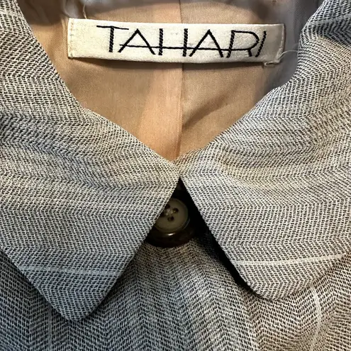 Tahari Vintage  Wool Blazer Plaid USA Button Front Collared Flat Pockets Gray 6 - Image 2
