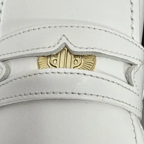 Maje Loafers White Leather Platform Lug Sole Medallion Detail Size 39