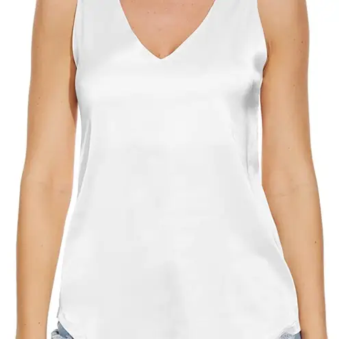 Womens White vneck Satin Wide Strap Camisole size small