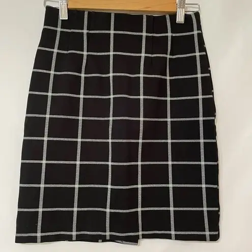 Amanda & Chelsea Amanda Chelsea Black Window Pane Plaid Mini Skirt Dark Academia Women XS Stretch