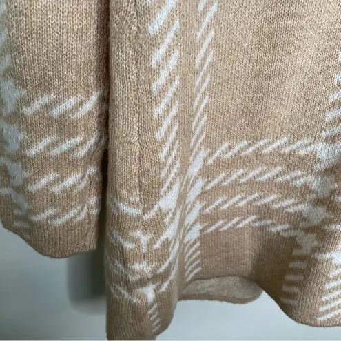 Adrienne Vittadini Open Front Fringe Houndstooth Pattern Cardigan Sweater M