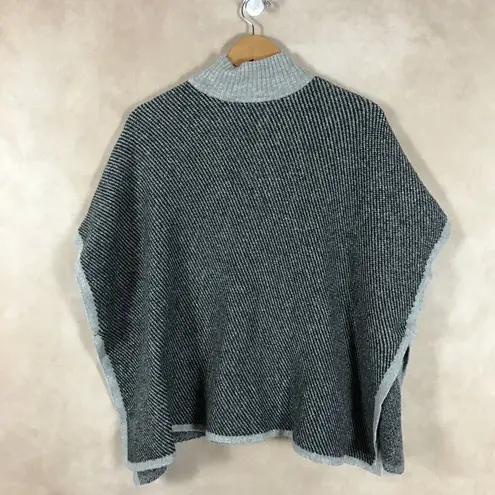 Ann Taylor Striped Charcoal/Gray Poncho Turtleneck Sweater XS/S