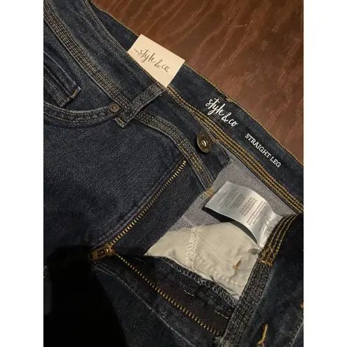 Style & Company Demin Jeans 6 Short Straight Leg High Rise Tummy Control NWT Blue