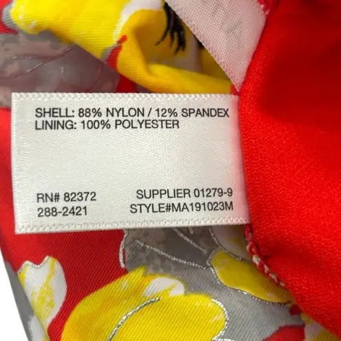 Ambrielle Ladies Red Floral Knotted Bathing Suit Halter Neck Size XL NWT