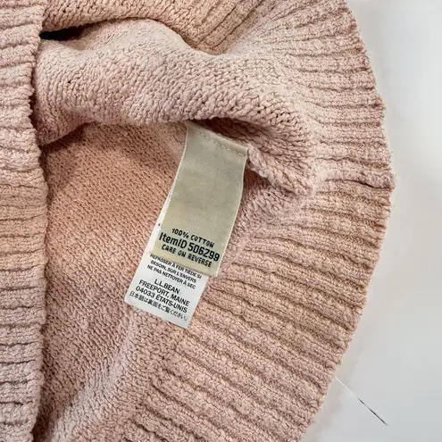 LL Bean Pink Peach Midweight Cotton Slub Rollneck Pullover Sweater SMALL