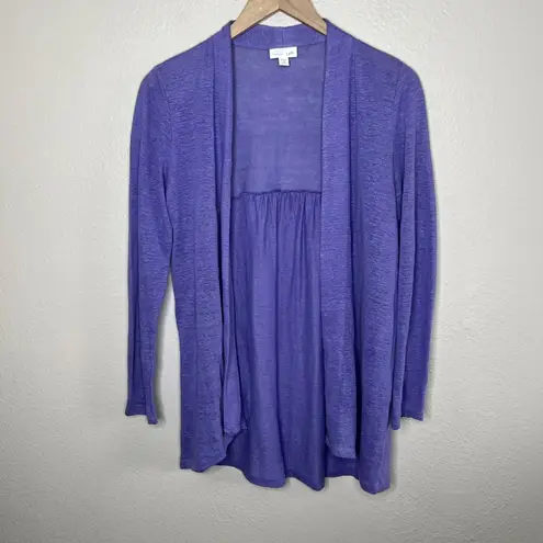 J.Jill Love Linen Transitional Open Front Light Weight Purple Cardigan XS Petite