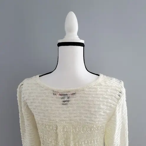 Peck & Peck  Cream Lightweight Lace Sweater Size L