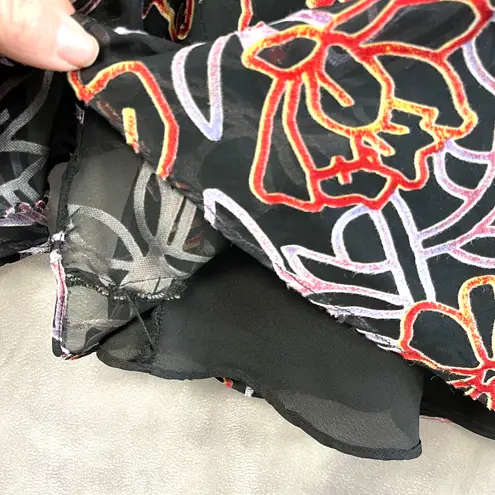 Anne Carson Silk Burnout Blouse Womens Large Floral Boho Whimsigoth Fairycore