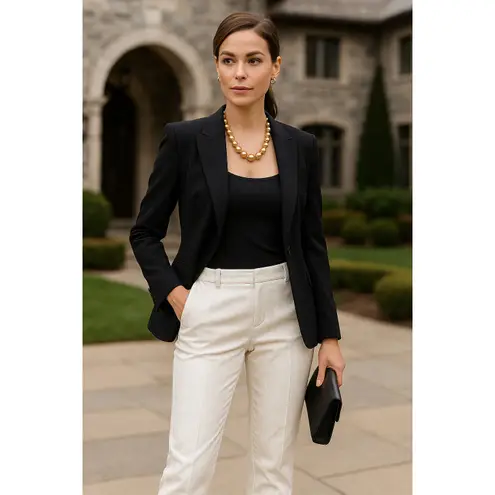 Escada Sport Ivory Jacquard Slim Pants Subtle Snakeskin Size 6