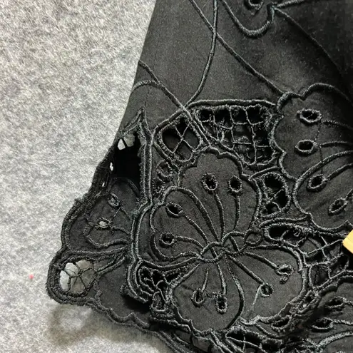 Baik Baik Honolulu Black Rayon Cropped Pants S/M Butterfly Lace Embroidered Size undefined