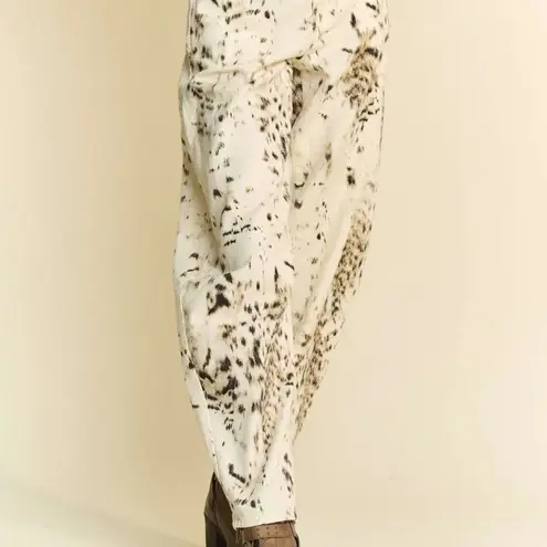 Davi & Dani Abstract Tie Dye Dot Lace Detail Barrel Pants - Image 2