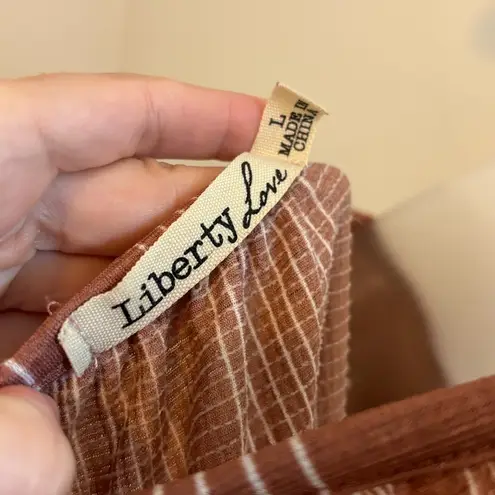 Liberty Love  Pink Striped Peasant Top Size Large