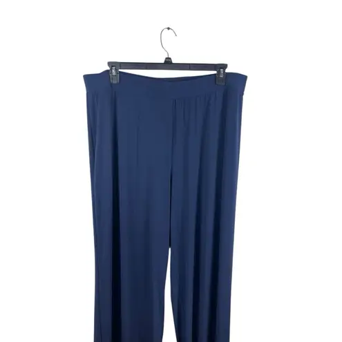 Jessica London Women’s Pull-On Wide Leg Pants Navy Blue Size 22/24 Stretch