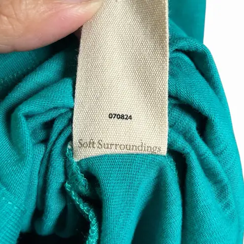 Soft Surroundings Danielle Button Dress XL Teal Asym Hem Pocket Casual Comfy